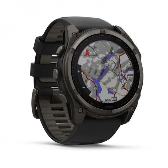 Умные часы Garmin Fenix 8, 51 мм, Solar, Sapphire Carbon Gray DLC Titanium with Black/Pebble Gray Silicone 010-02907-10 в Костроме
