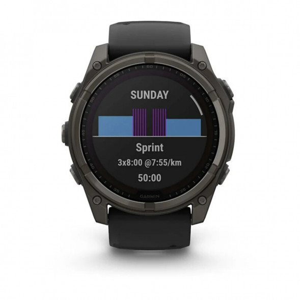 Умные часы Garmin Fenix 8, 51 мм, Solar, Sapphire Carbon Gray DLC Titanium with Black/Pebble Gray Silicone 010-02907-10 в Костроме