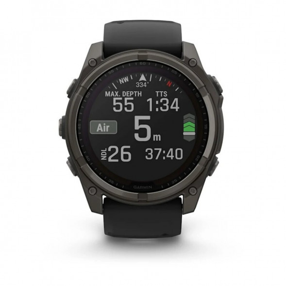 Умные часы Garmin Fenix 8, 51 мм, Solar, Sapphire Carbon Gray DLC Titanium with Black/Pebble Gray Silicone 010-02907-10 в Костроме