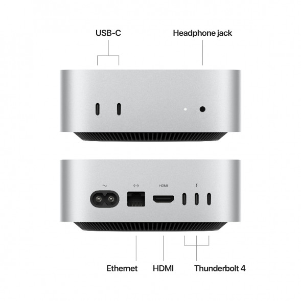 Компьютер Apple Mac mini M4 2024 (MU9E3) (10 Core GPU, 16ГБ, 512ГБ SSD, Apple, macOS), серебристый в Костроме